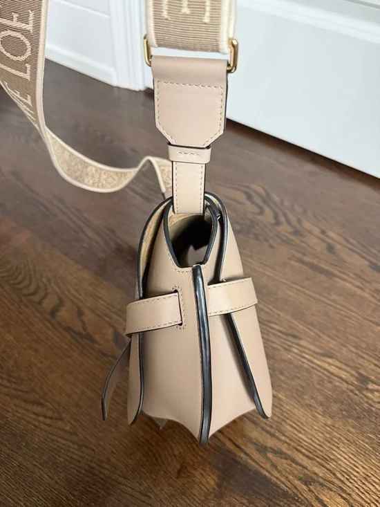 Loewe Taupe Gate Small Leather Crossbody Bag with Logo Strap - Picture 7 of 10